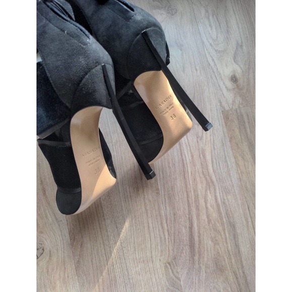 Casadei Black Velvet Open Slit Stiletto heeled Ankle Booties $1,075 - Picture 5 of 16
